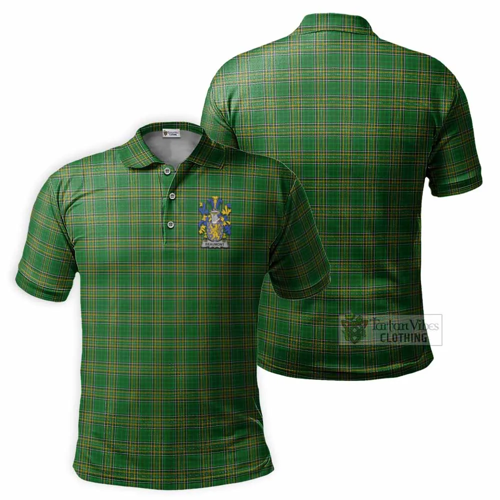 Beaumont Irish Clan Tartan Men's Polo Shirt with Coat of Arms