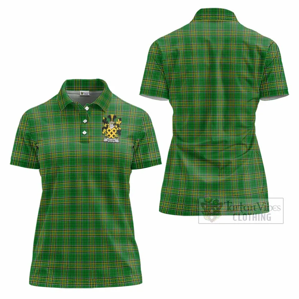 Bellew Irish Clan Tartan Women's Polo Shirt with Coat of Arms