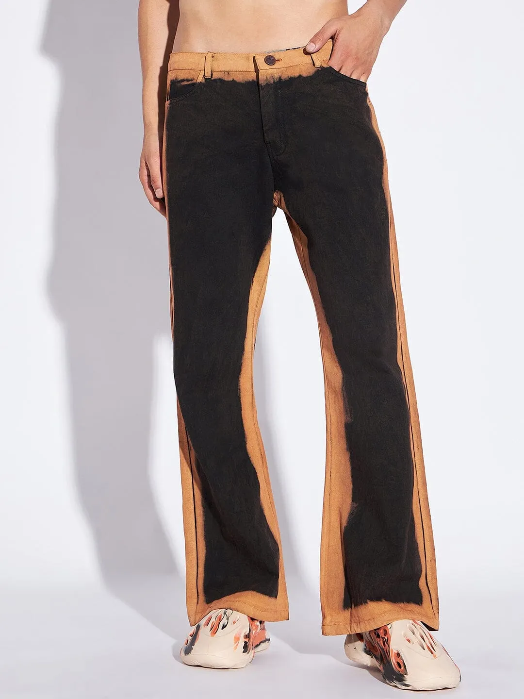 Black Bleach Flared Pants