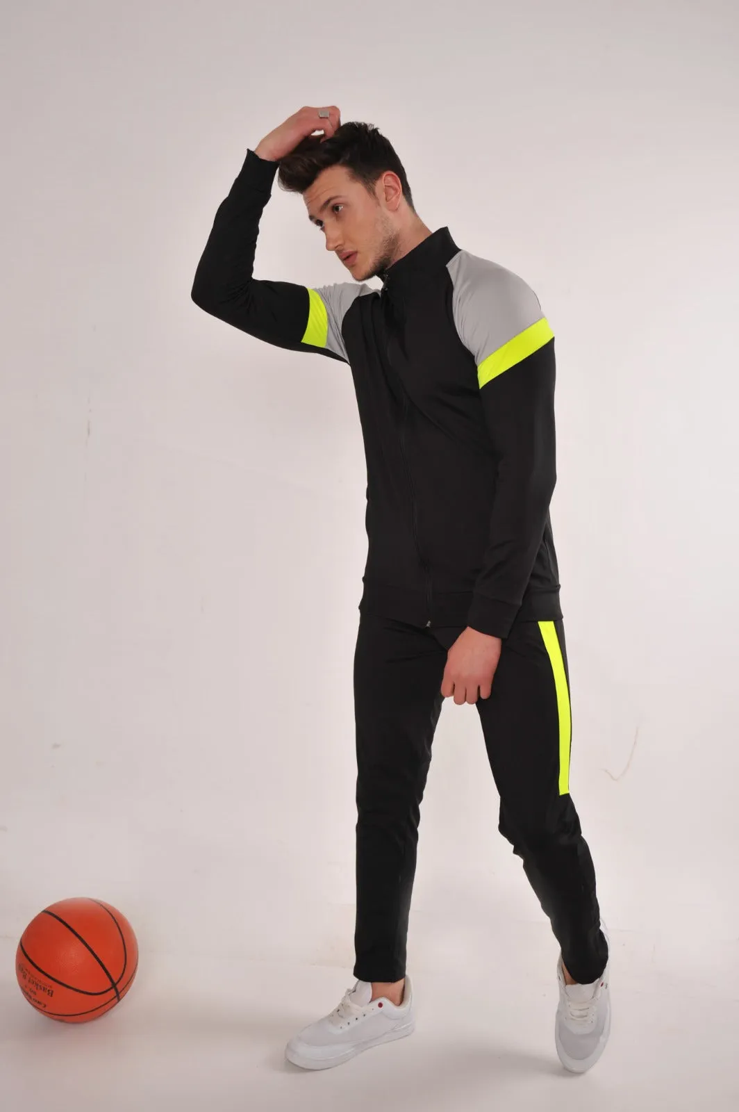 Black With Neon Gradient Tracksuit Set (2pcs)