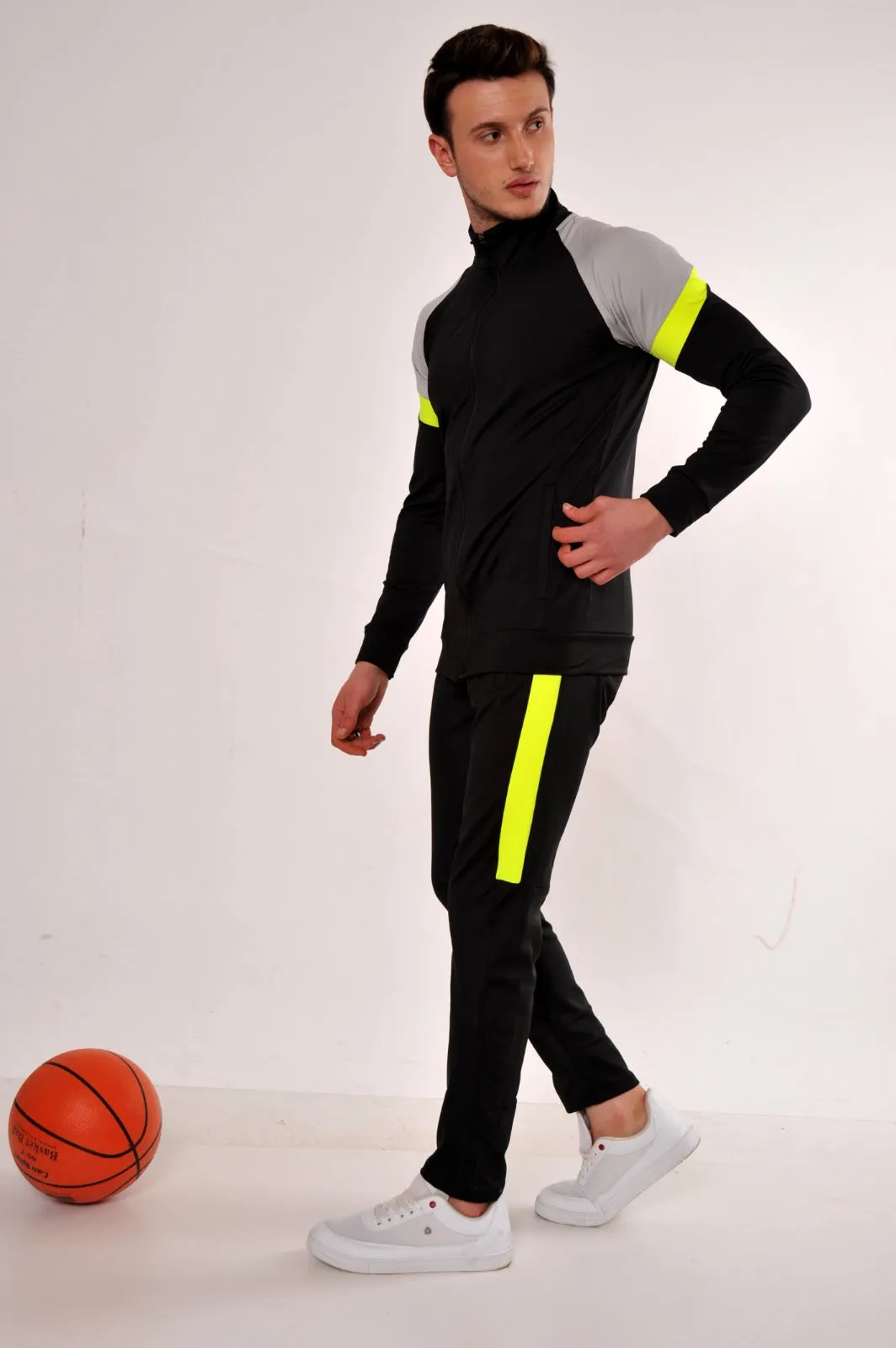 Black With Neon Gradient Tracksuit Set (2pcs)