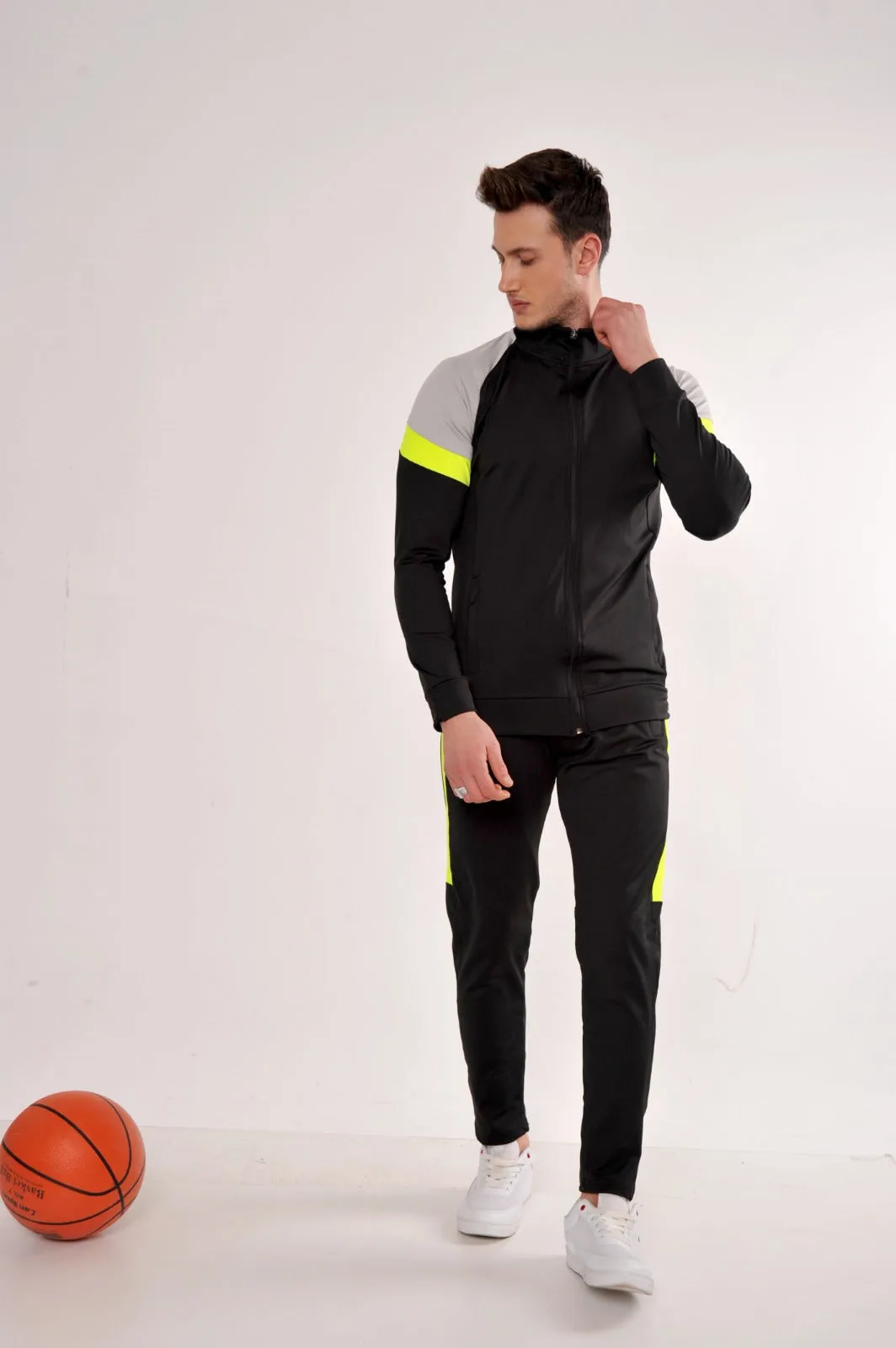 Black With Neon Gradient Tracksuit Set (2pcs)