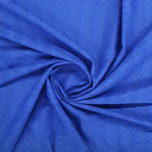 Blue Solid Jacquard Cotton Fabric, 48 Inches Plain Weave