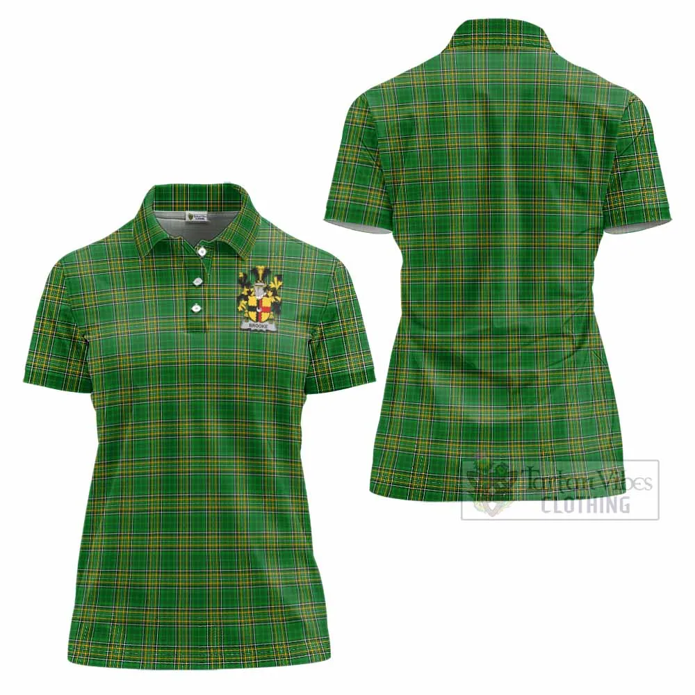 Brooke Irish Clan Tartan Women's Polo Shirt with Coat of Arms