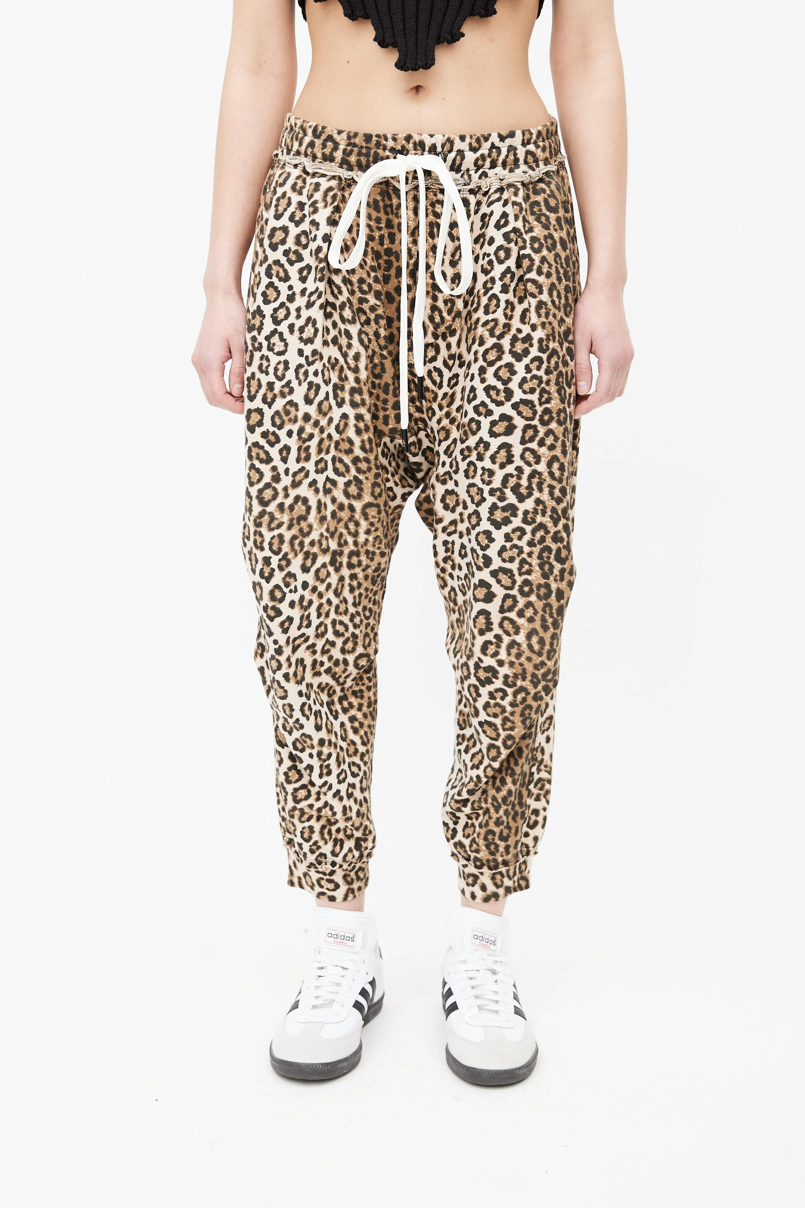 Brown Print Drop Seat Sweatpant