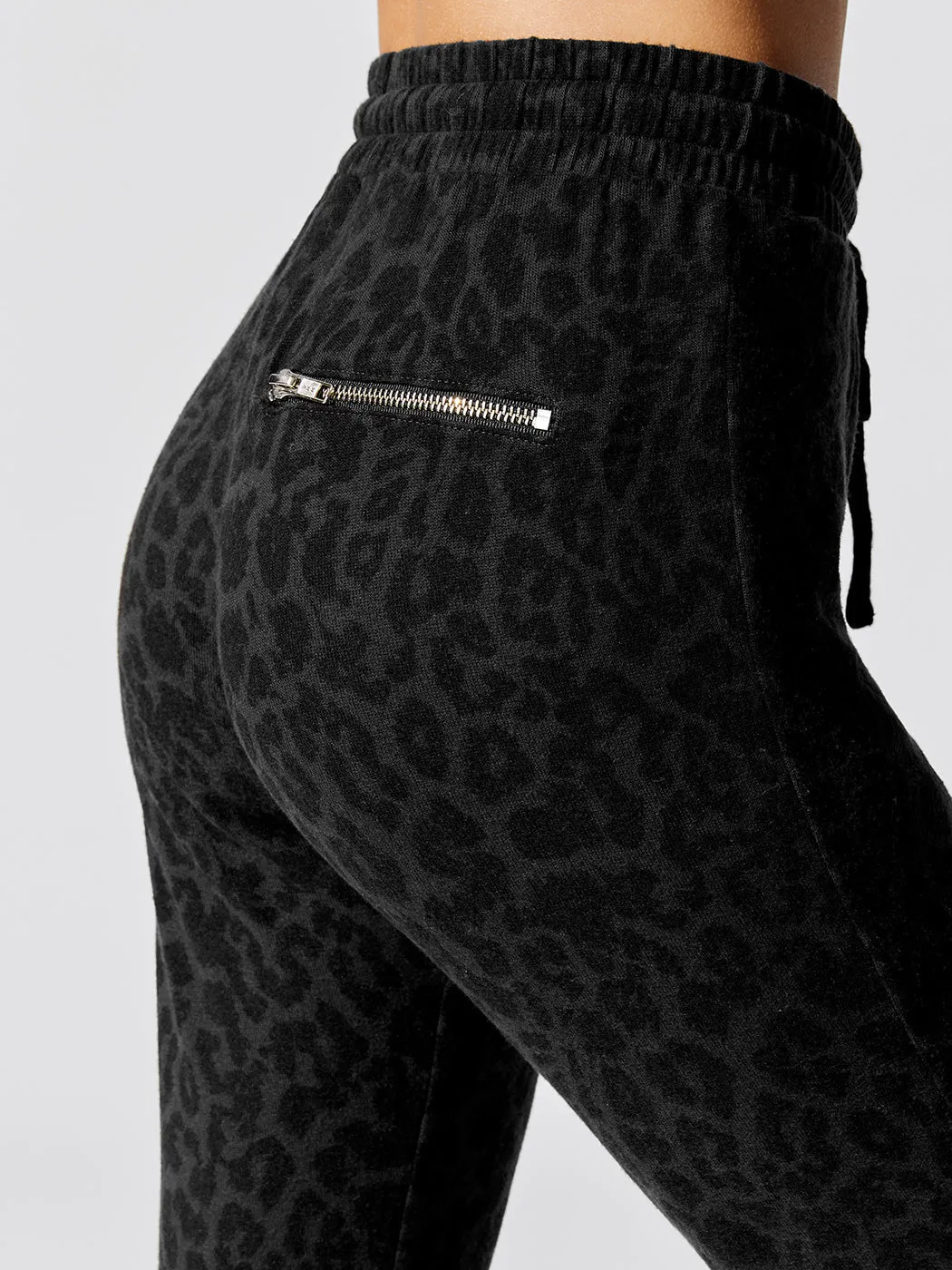 Brushed Leopard Pant - Black Leopard