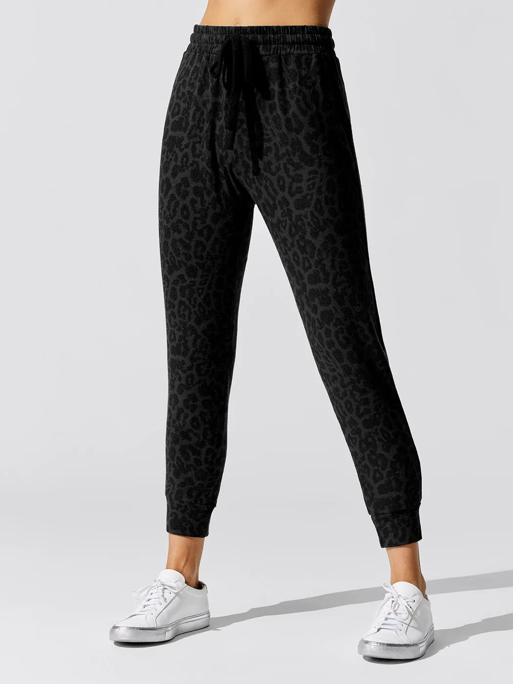 Brushed Leopard Pant - Black Leopard