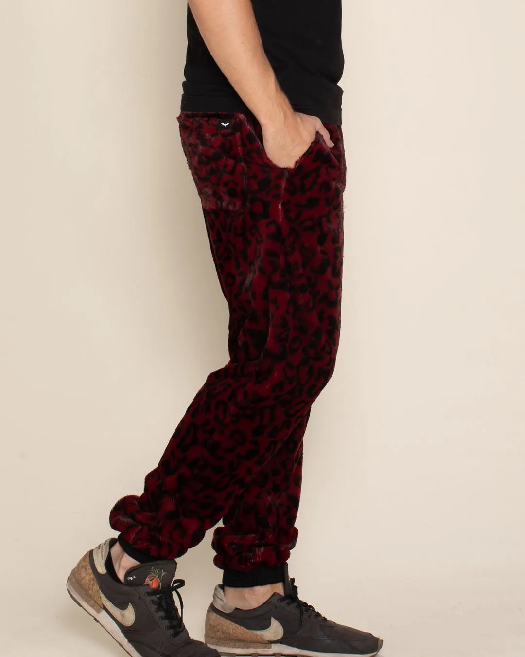 Burgundy Leopard ULTRA SOFT Faux Fur Sweatpants | Men's