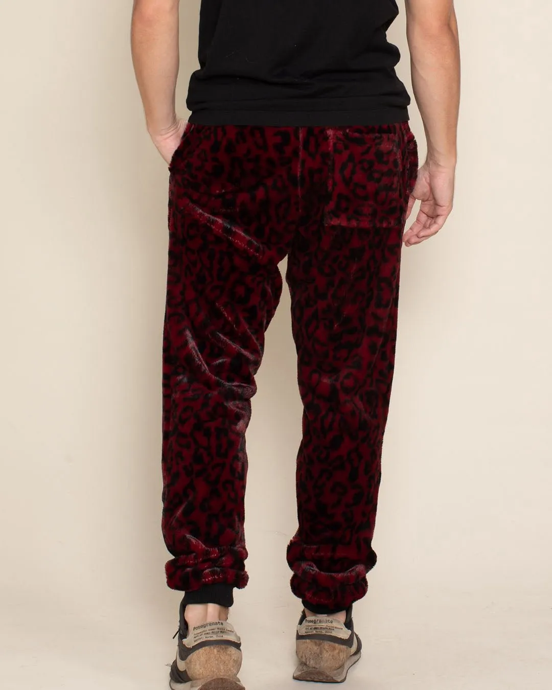 Burgundy Leopard ULTRA SOFT Faux Fur Sweatpants | Men's