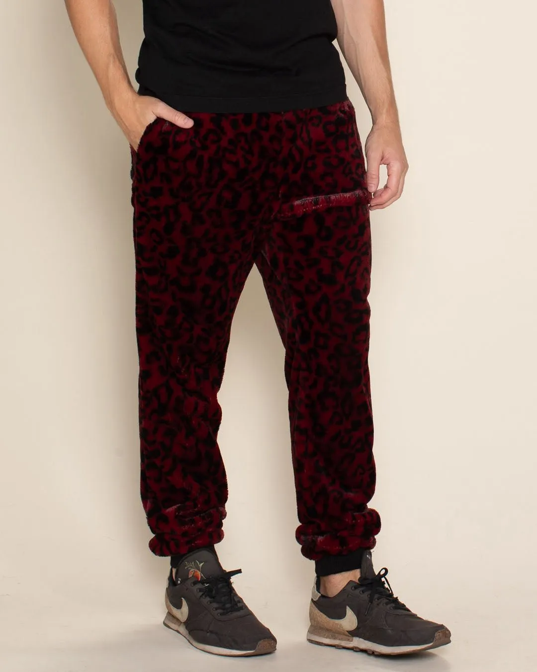 Burgundy Leopard ULTRA SOFT Faux Fur Sweatpants | Men's