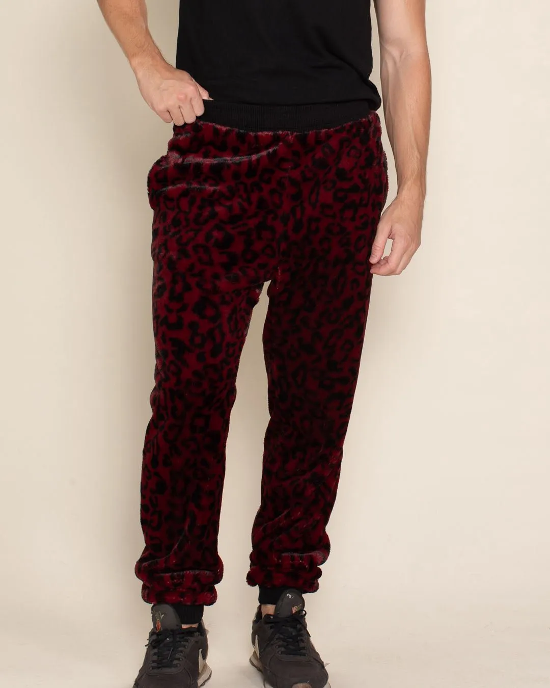 Burgundy Leopard ULTRA SOFT Faux Fur Sweatpants | Men's