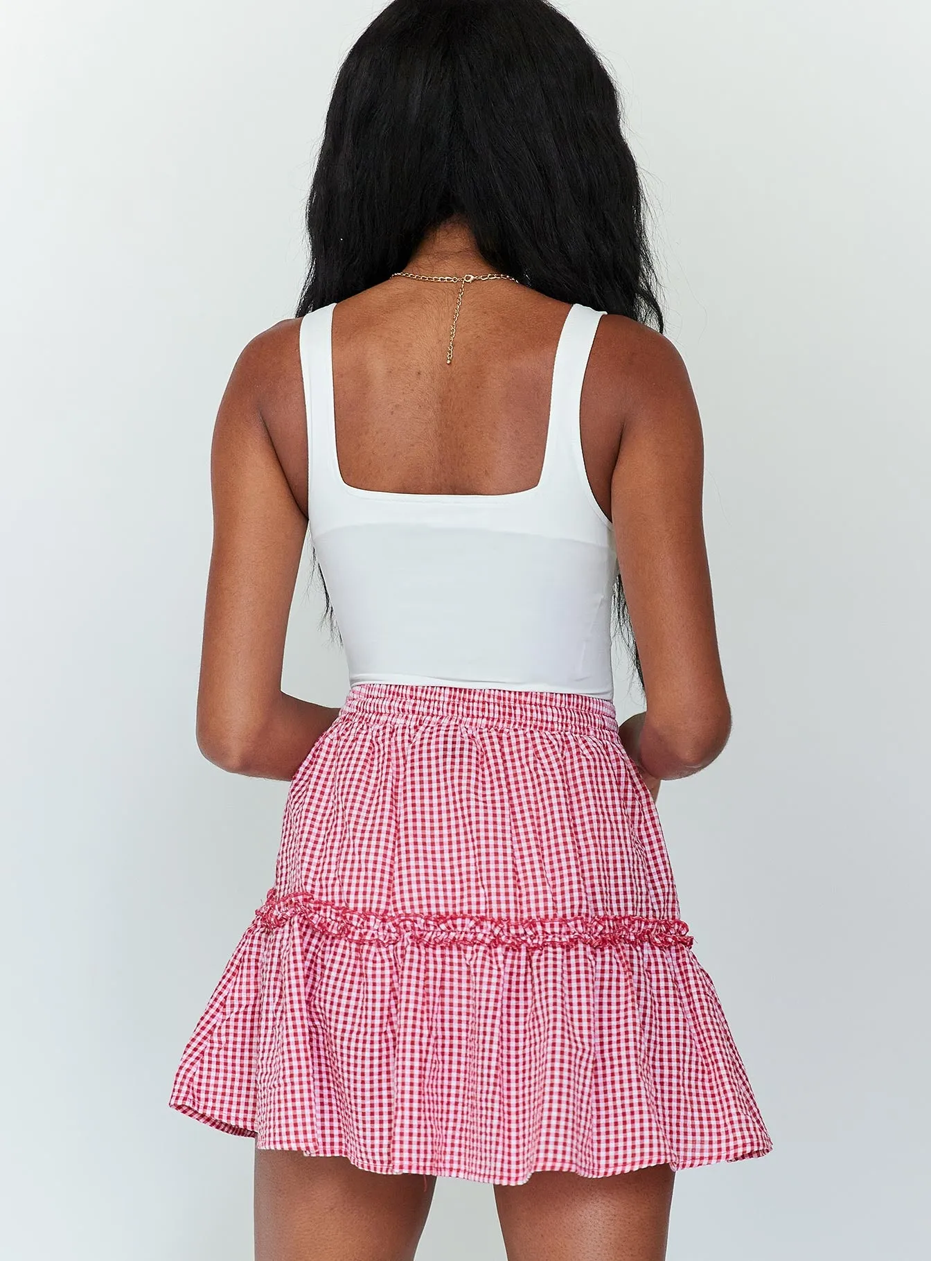 Callum Gingham Mini Skirt Red