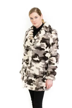 Camo Print Rex Rabbit Coat