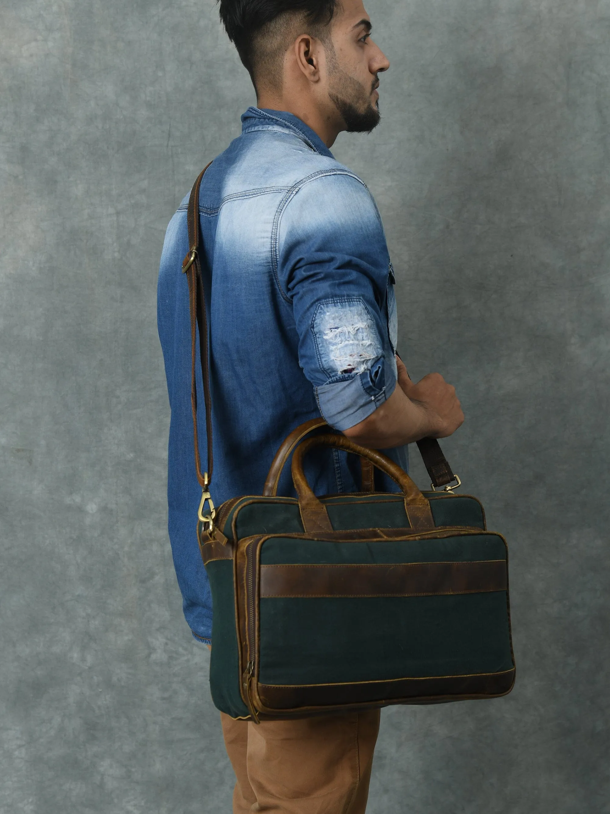 Canvas Green Briefcase