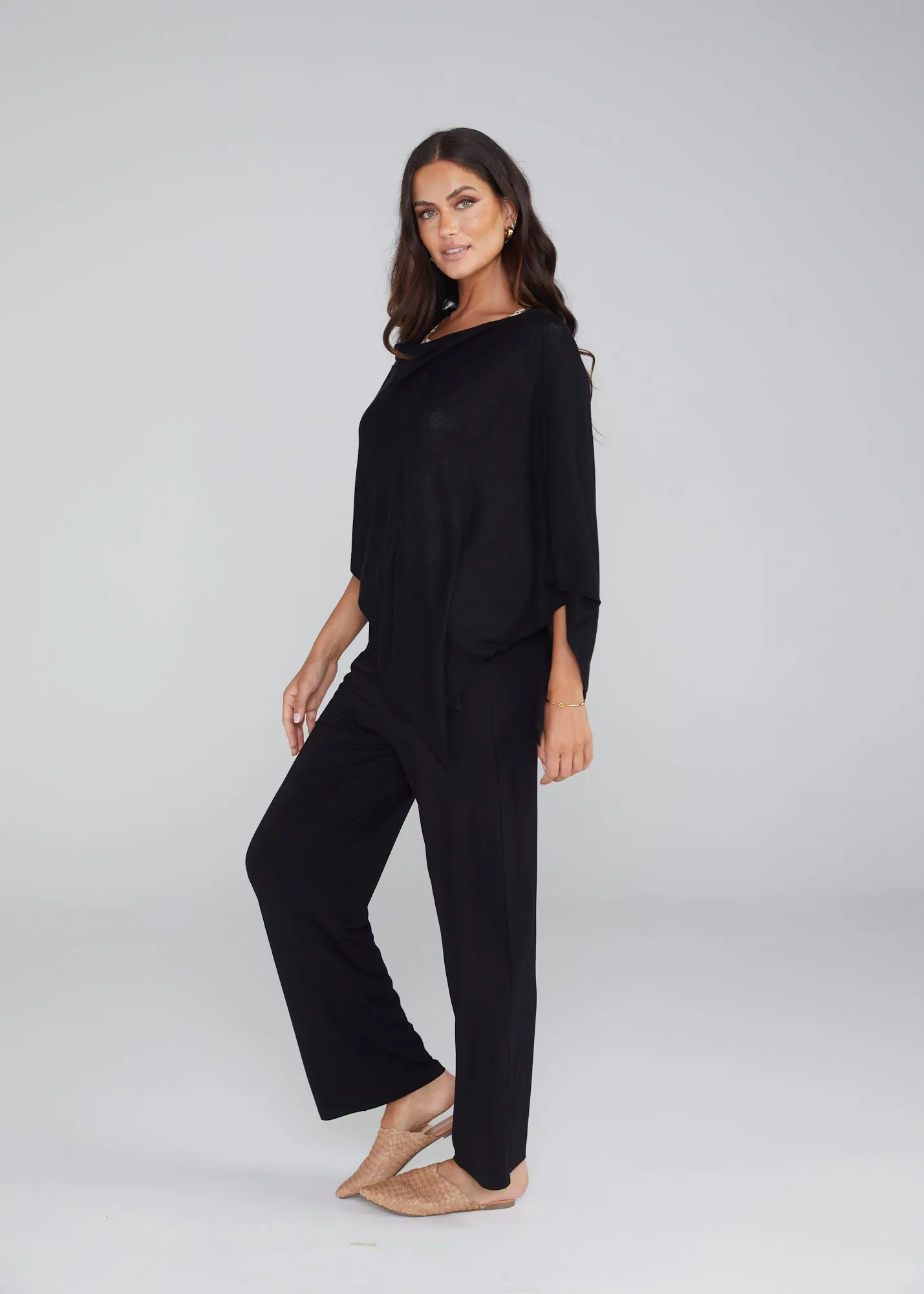 Carrie Cashmere/Bamboo Poncho - Black