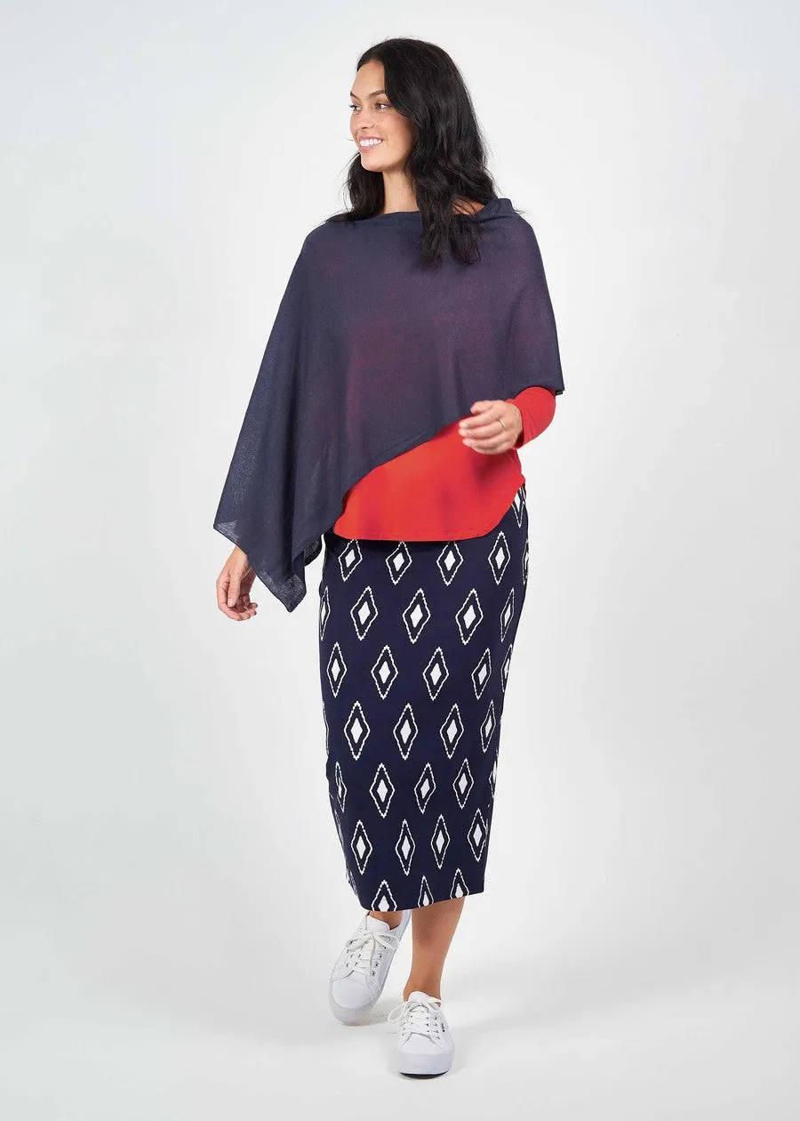 Carrie Cashmere/Bamboo Poncho - Navy