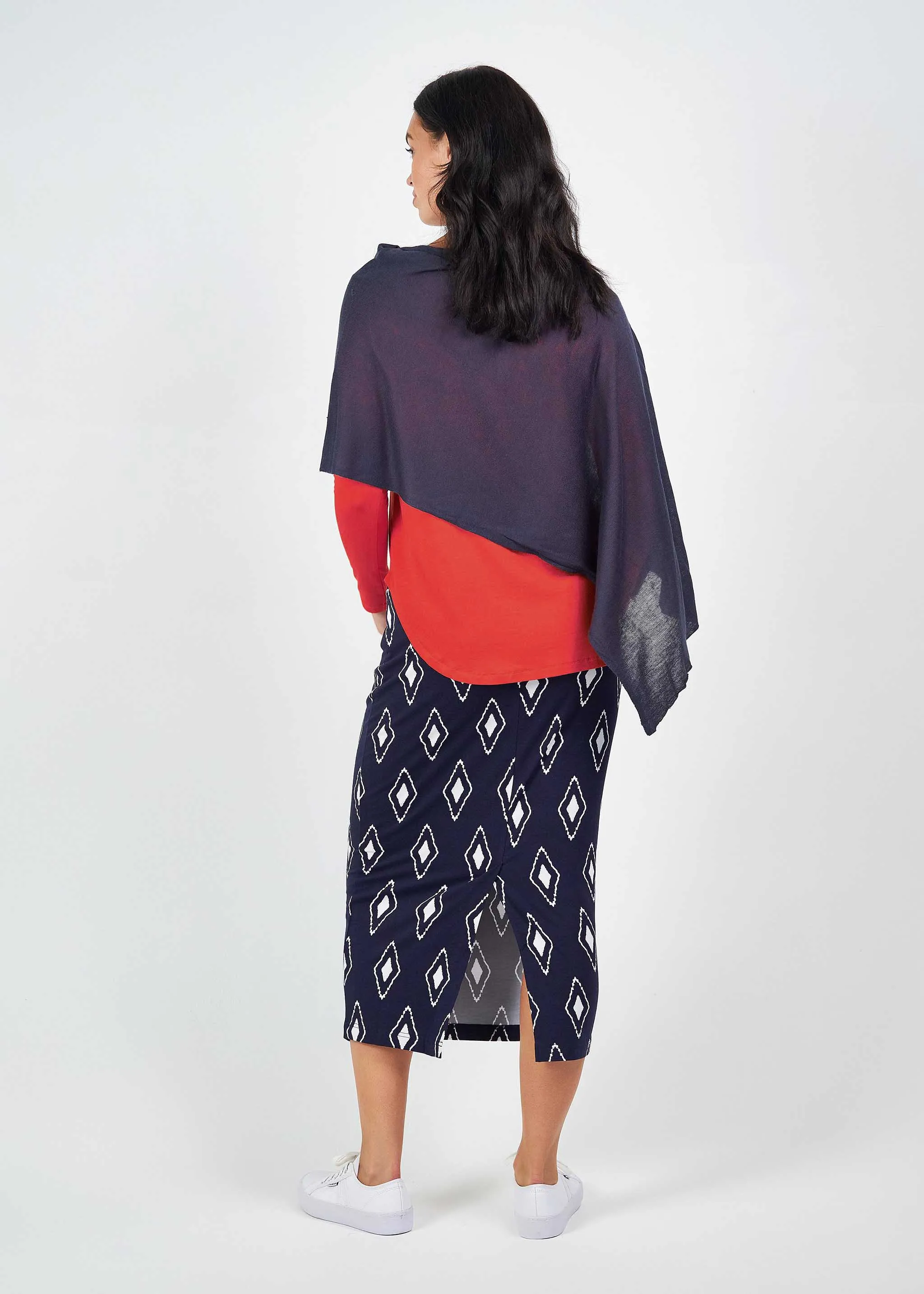 Carrie Cashmere/Bamboo Poncho - Navy