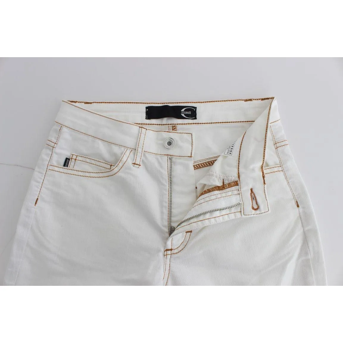 Cavalli Chic White Slim Fit Denim