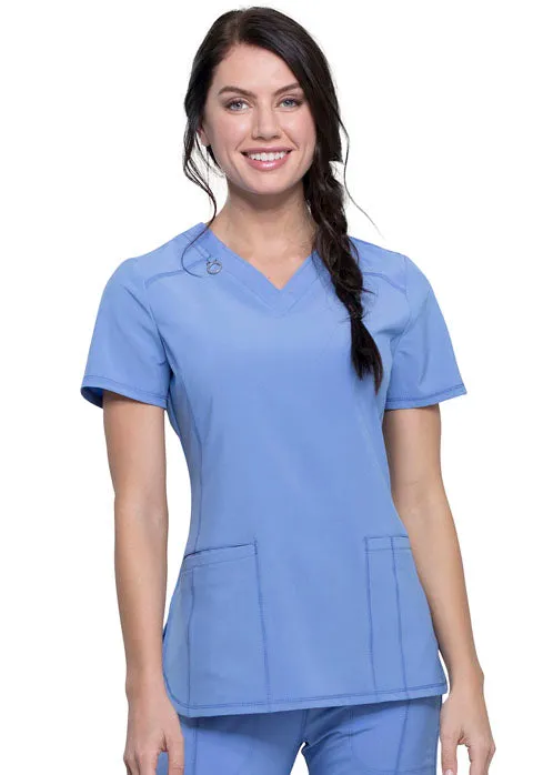 Cherokee Infinity Women's Rib-Knit V-Neck Scrub Top CK865A