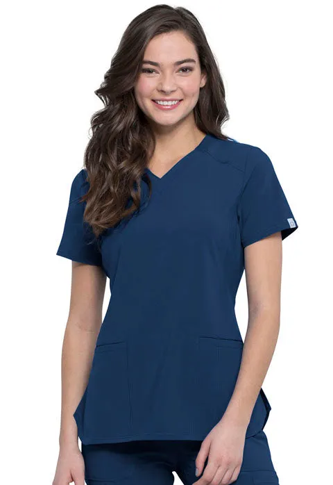 Cherokee Infinity Women's Rib-Knit V-Neck Scrub Top CK865A