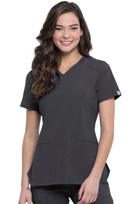 Cherokee Infinity Women's Rib-Knit V-Neck Scrub Top CK865A