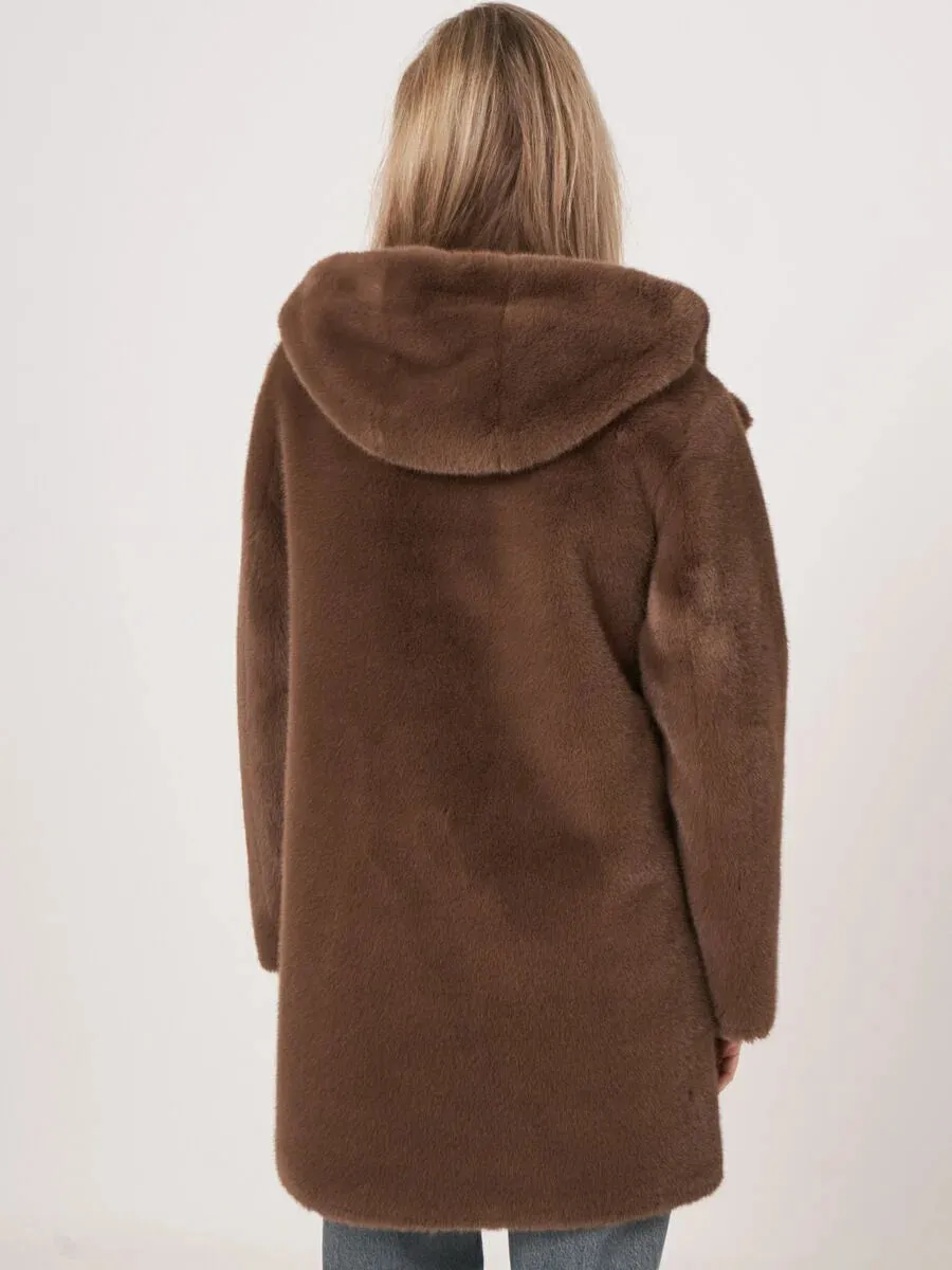 Coffee Reversible Faux Fur Coat