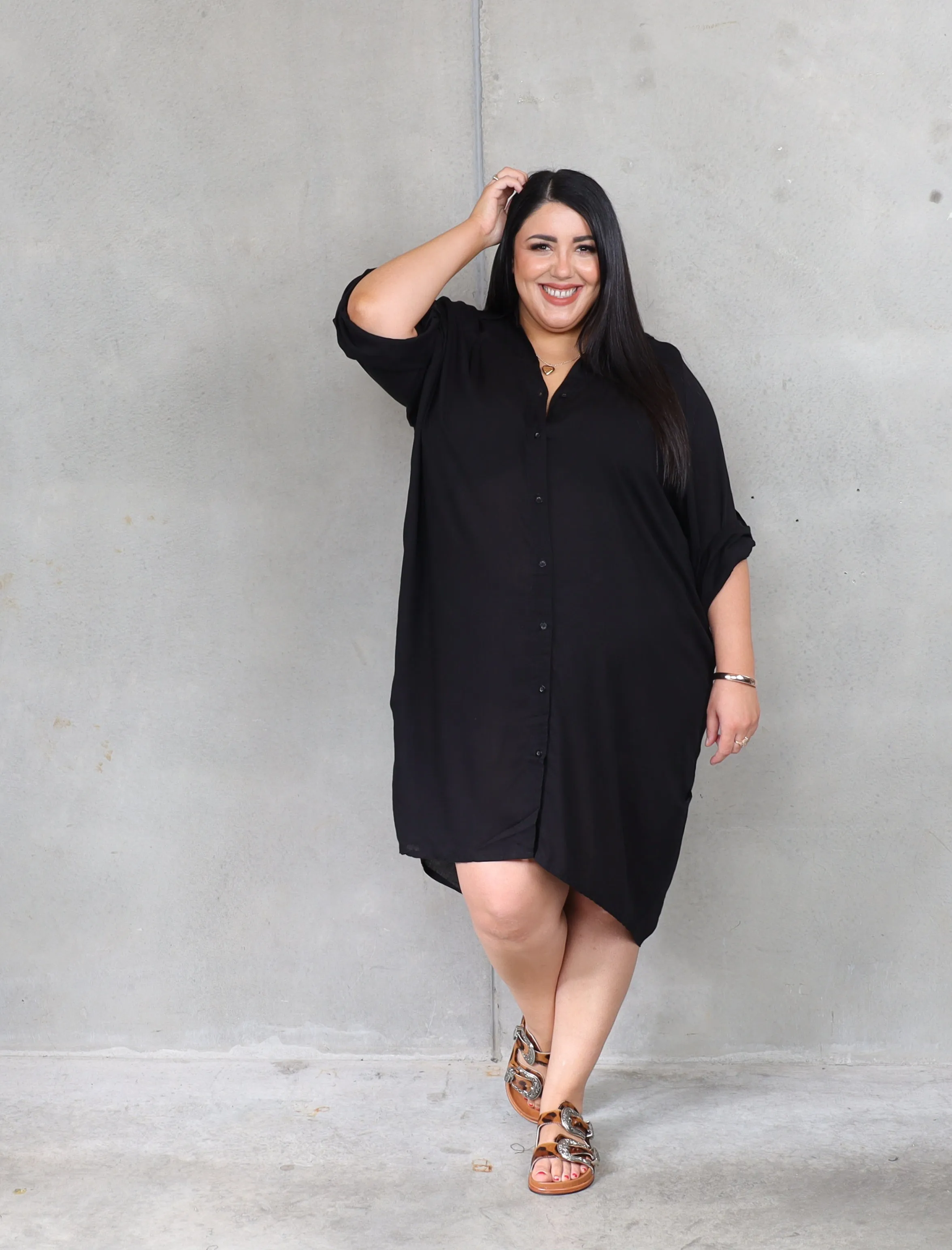 Corfu Shirt Dress - Black