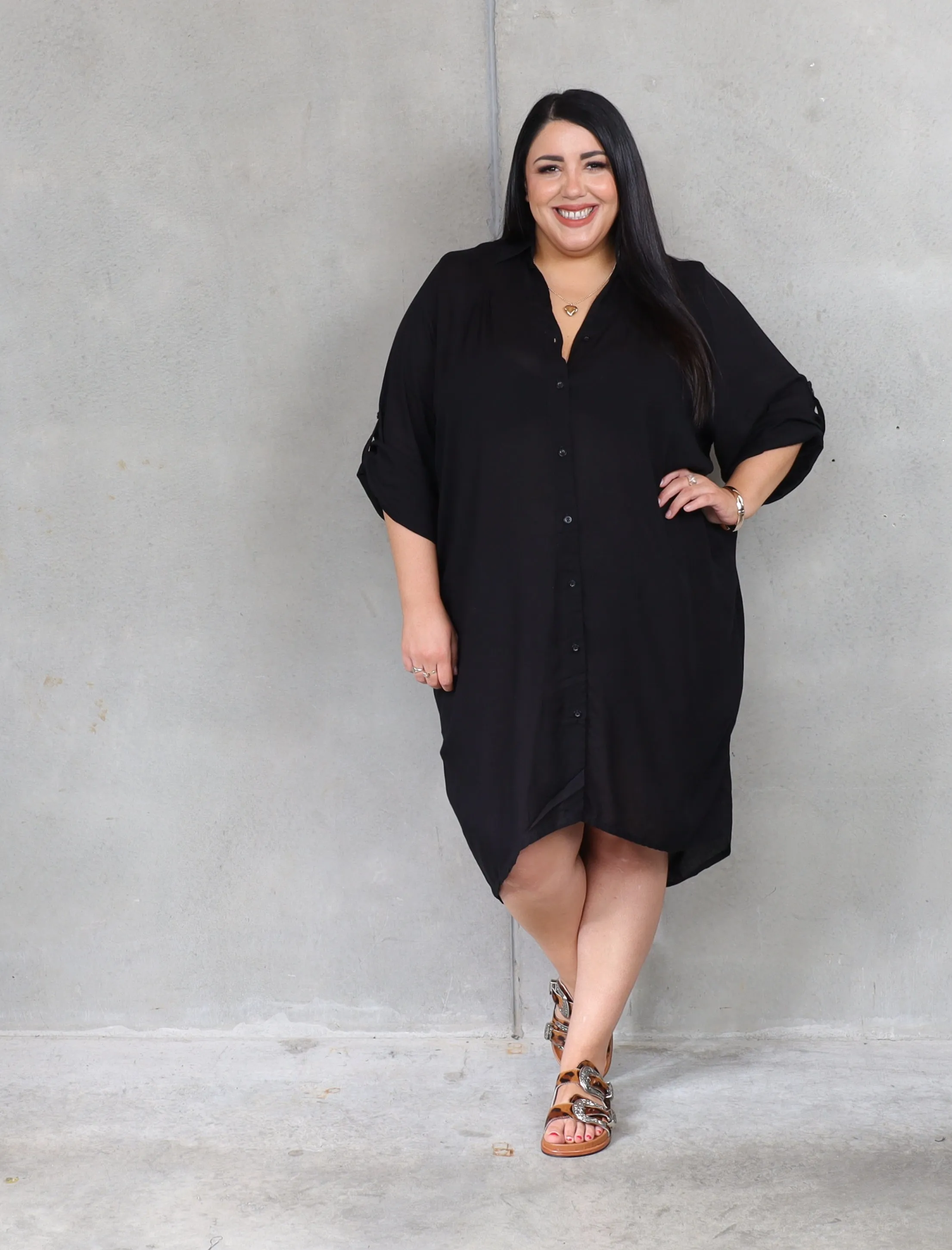 Corfu Shirt Dress - Black