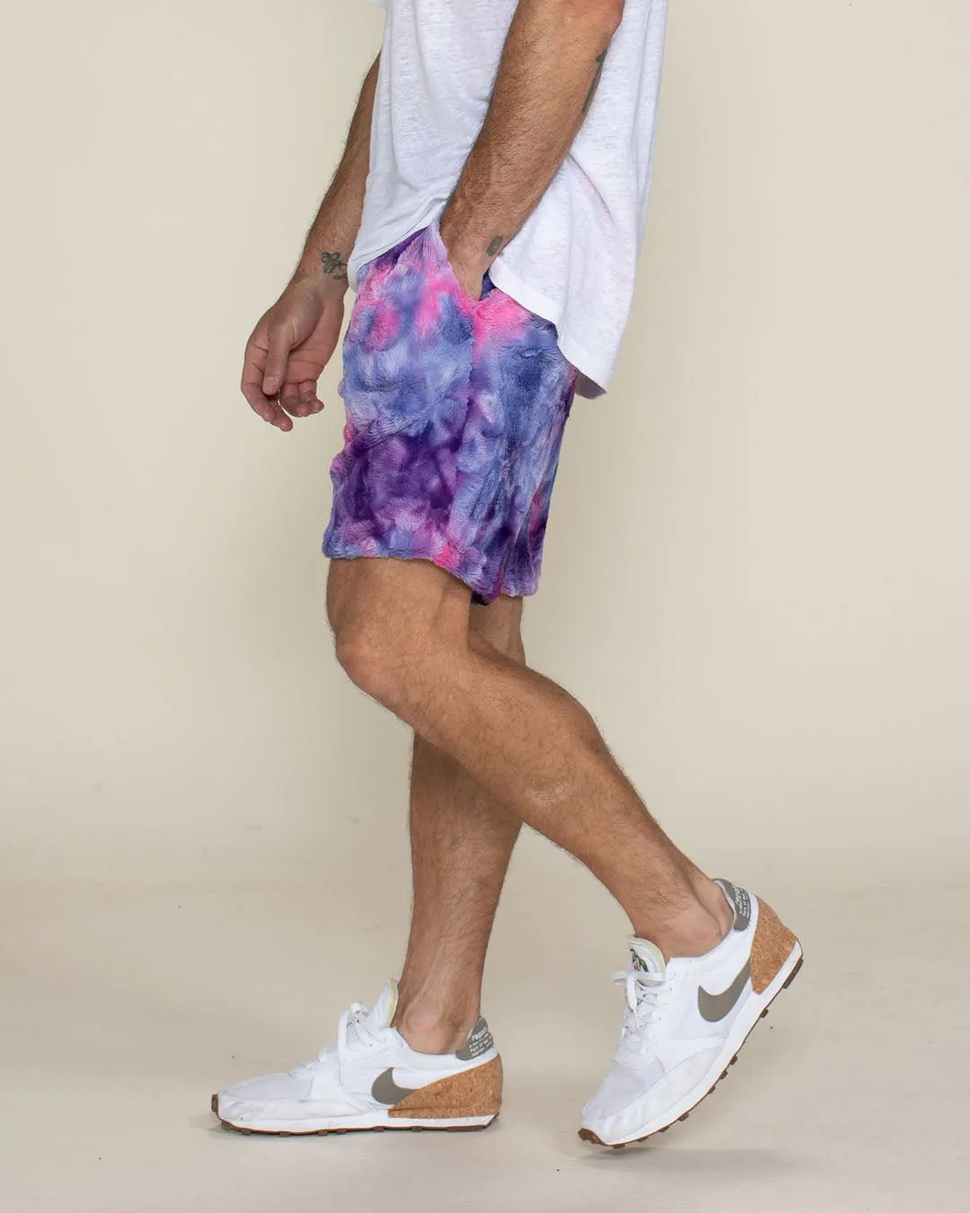 Cotton Candy Cat Ultra Soft Faux Fur Sweat Shorts | Men's