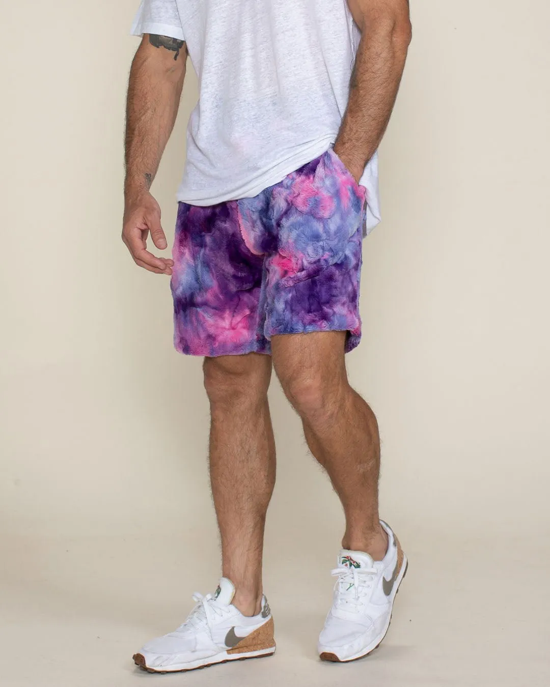 Cotton Candy Cat Ultra Soft Faux Fur Sweat Shorts | Men's