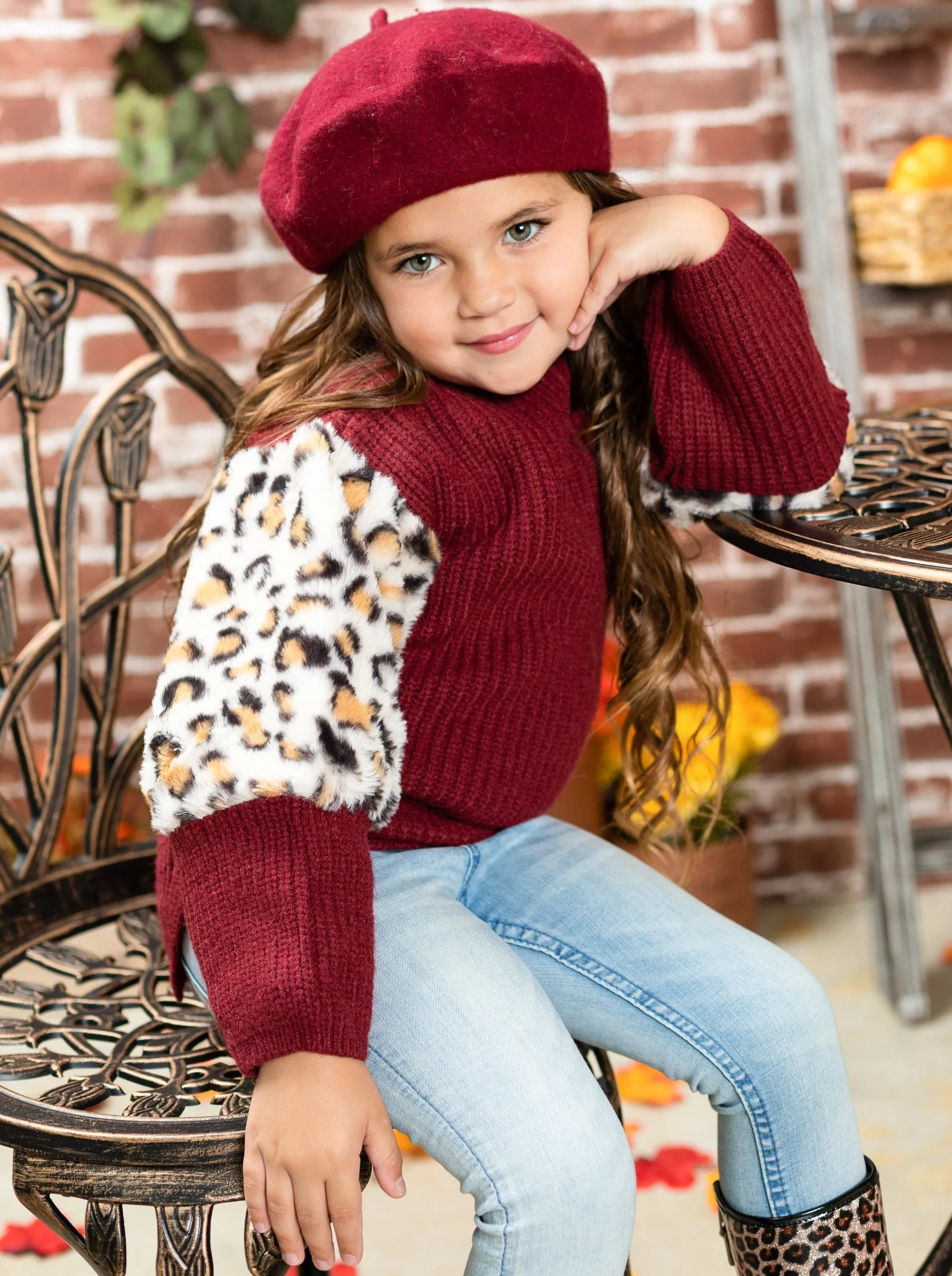 Cranberry Leopard Colorblock Sweater