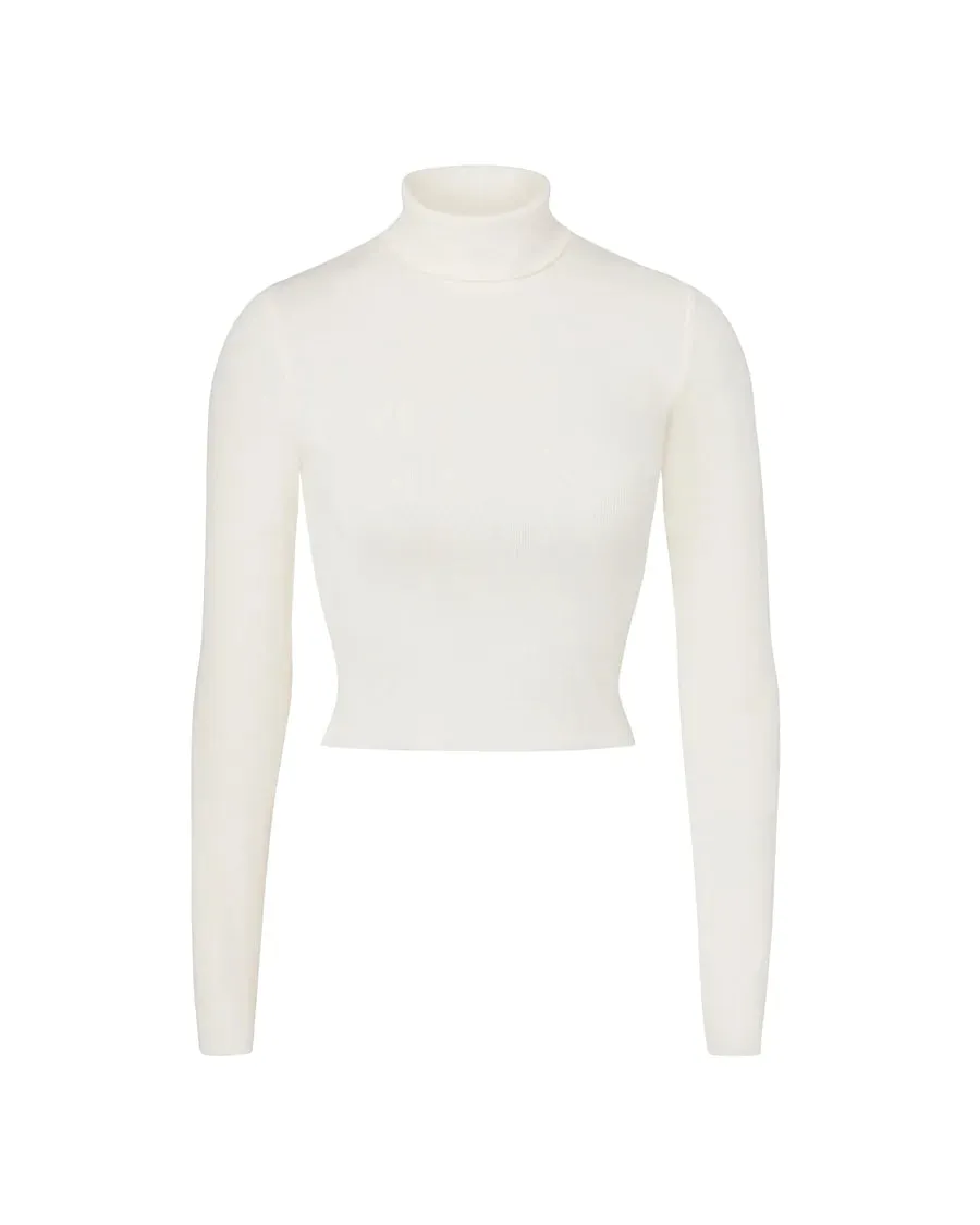 Cropped Fitted Turtleneck - Ivory