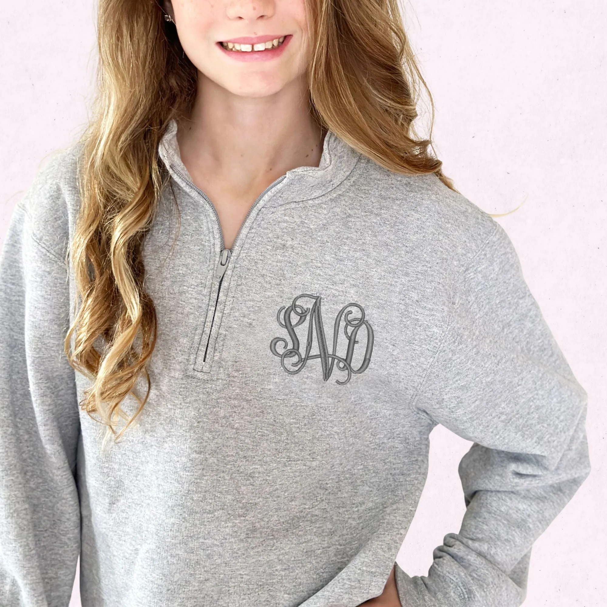 Custom Embroidered Youth Quarter Zip Pullover