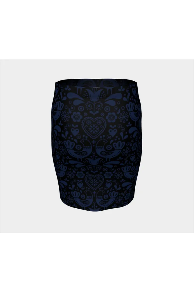 Danish Night Bird Fitted Skirt