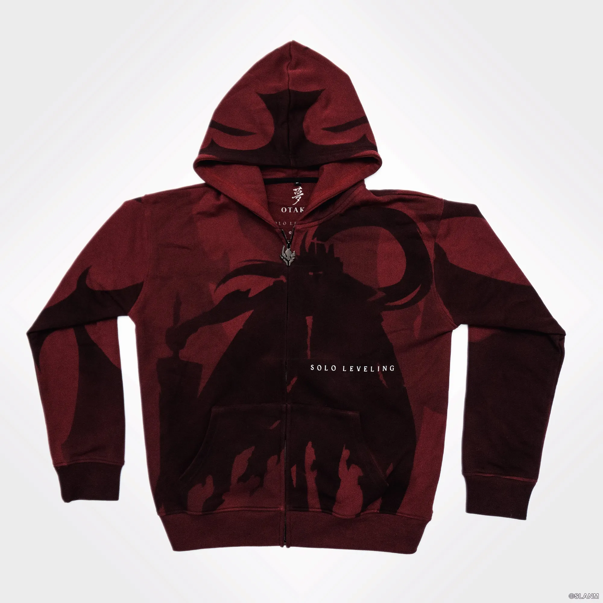 Dark Red Igris Silhouette Zip-Up Hoodie (Solo Leveling)