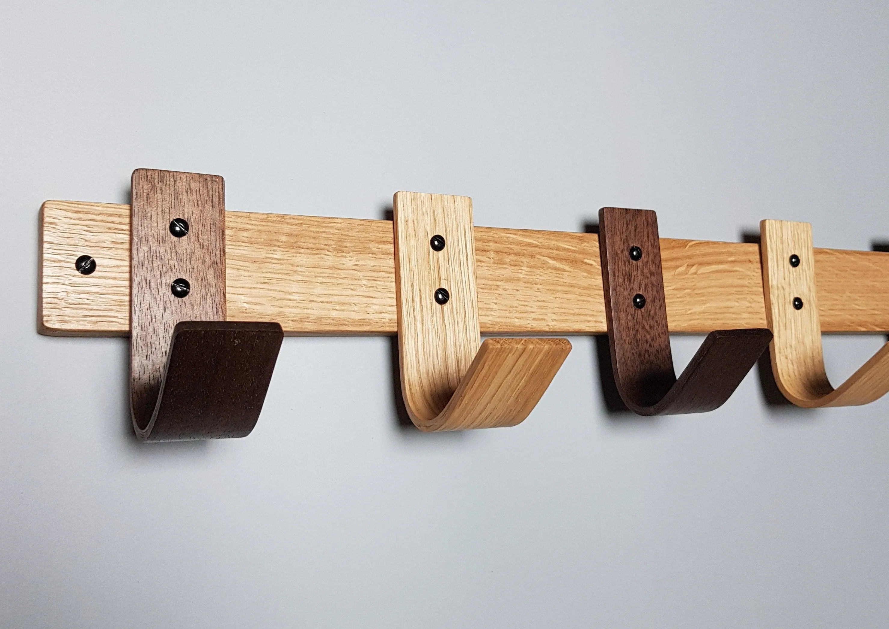 Designer Coat Rack - Mixed Oak Walnut