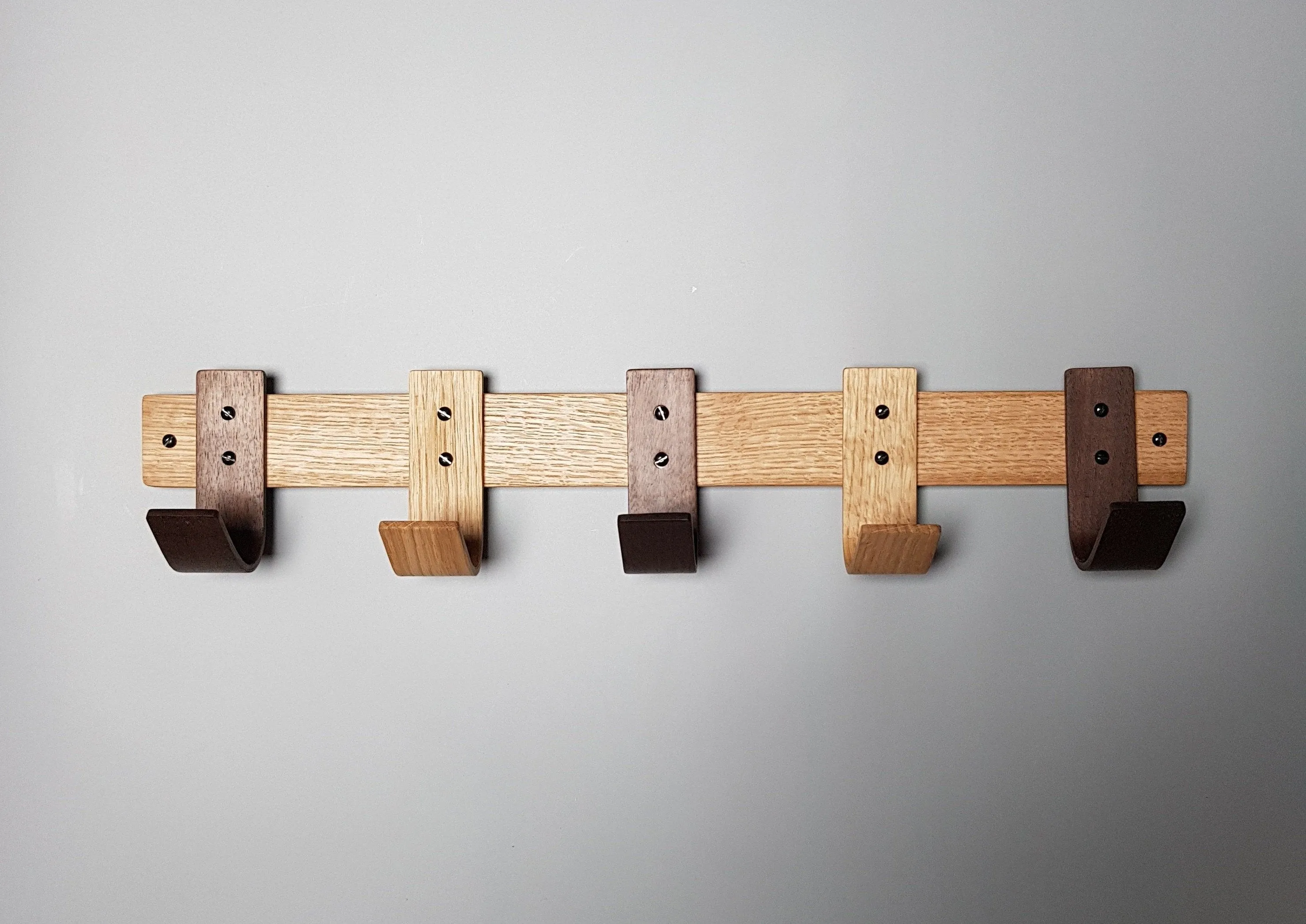 Designer Coat Rack - Mixed Oak Walnut