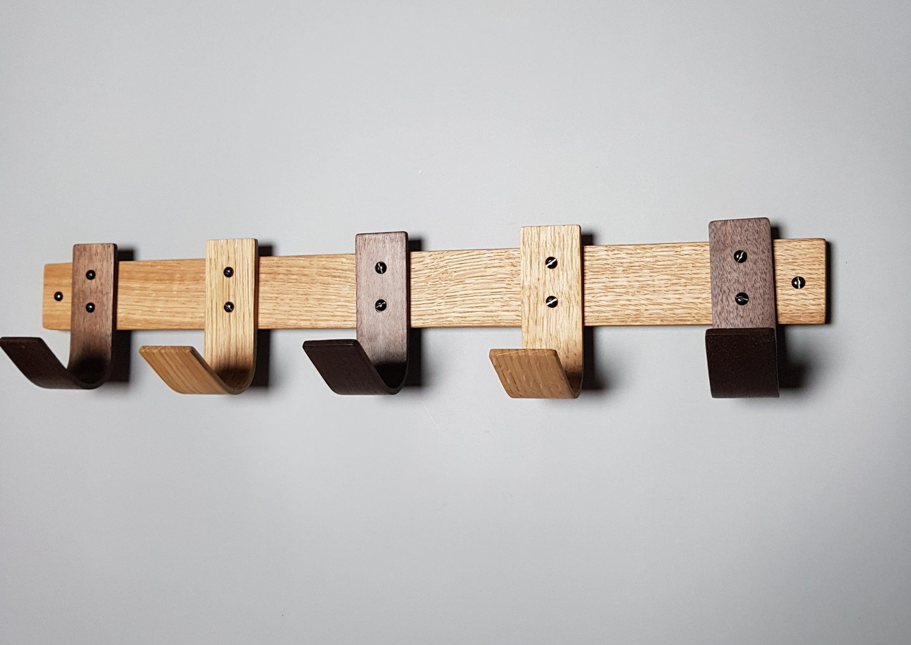 Designer Coat Rack - Mixed Oak Walnut