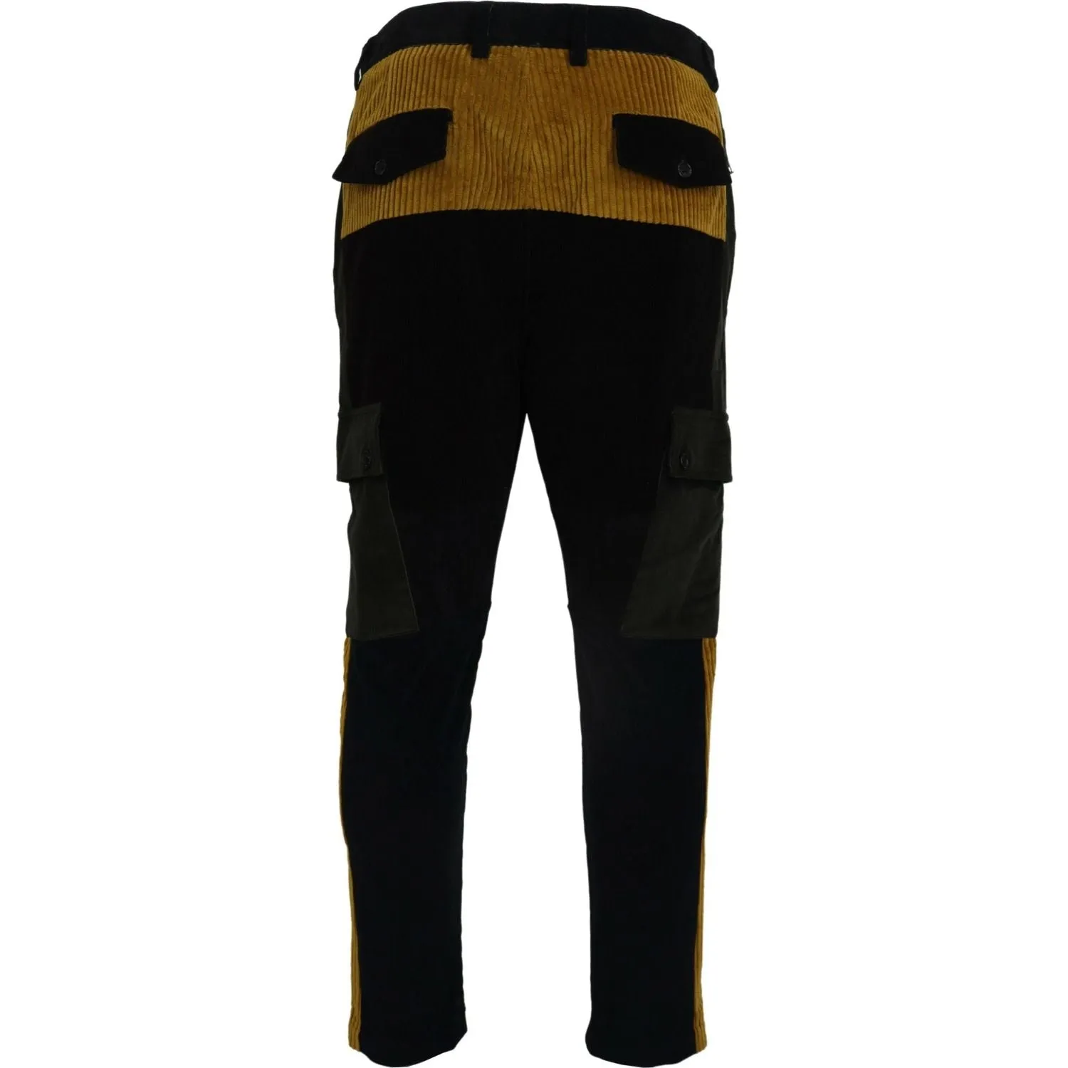 Dolce & Gabbana Elegant Black Tapered Trousers with Yellow Accent