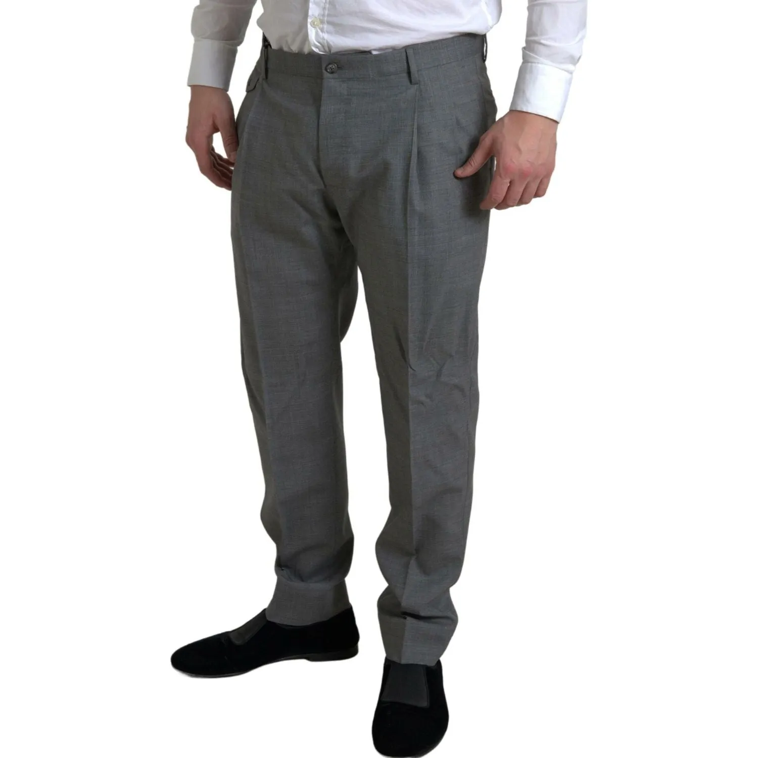 Dolce & Gabbana Elegant Skinny Wool Dress Pants in Grey