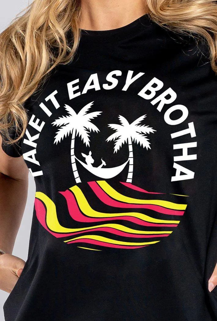 Easy Brotha Black Cotton Crew Neck Women's T-Shirt