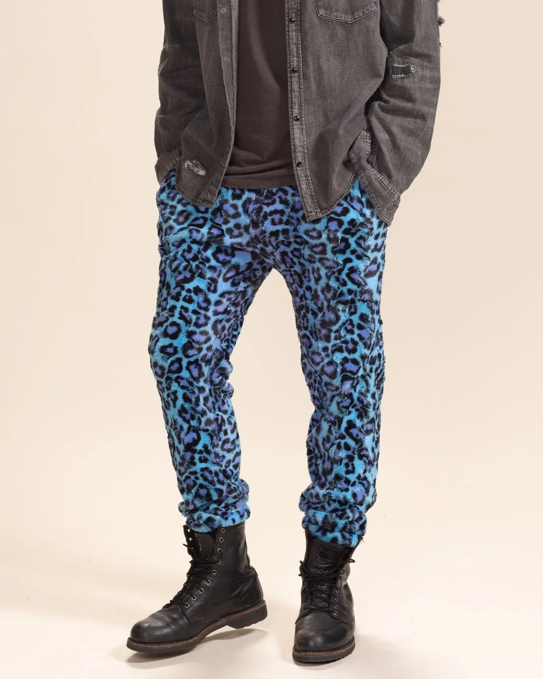 Electric Blue Lynx Collector Edition Ultra Soft Faux Fur Sweatpants | Men's