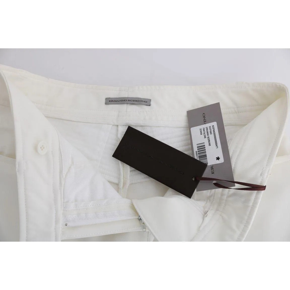 Ermanno Scervino Chic White Slim Fit Cotton Pants