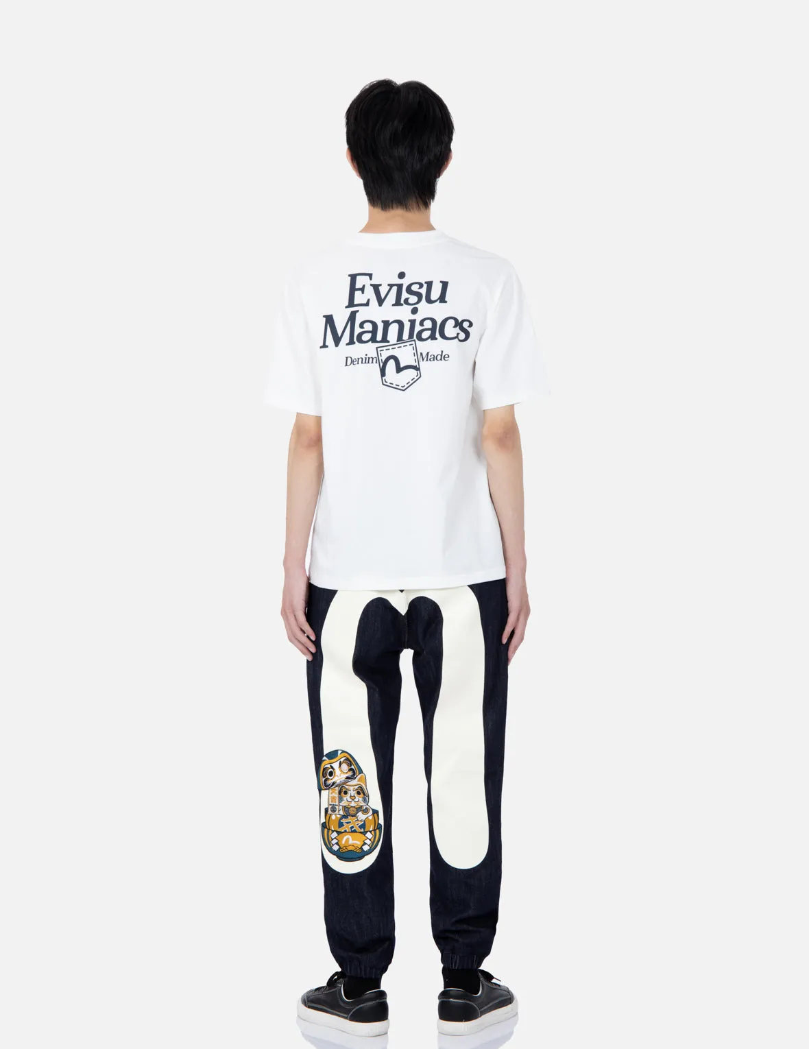 “EVISU Maniacs” Seagull Print T-Shirt