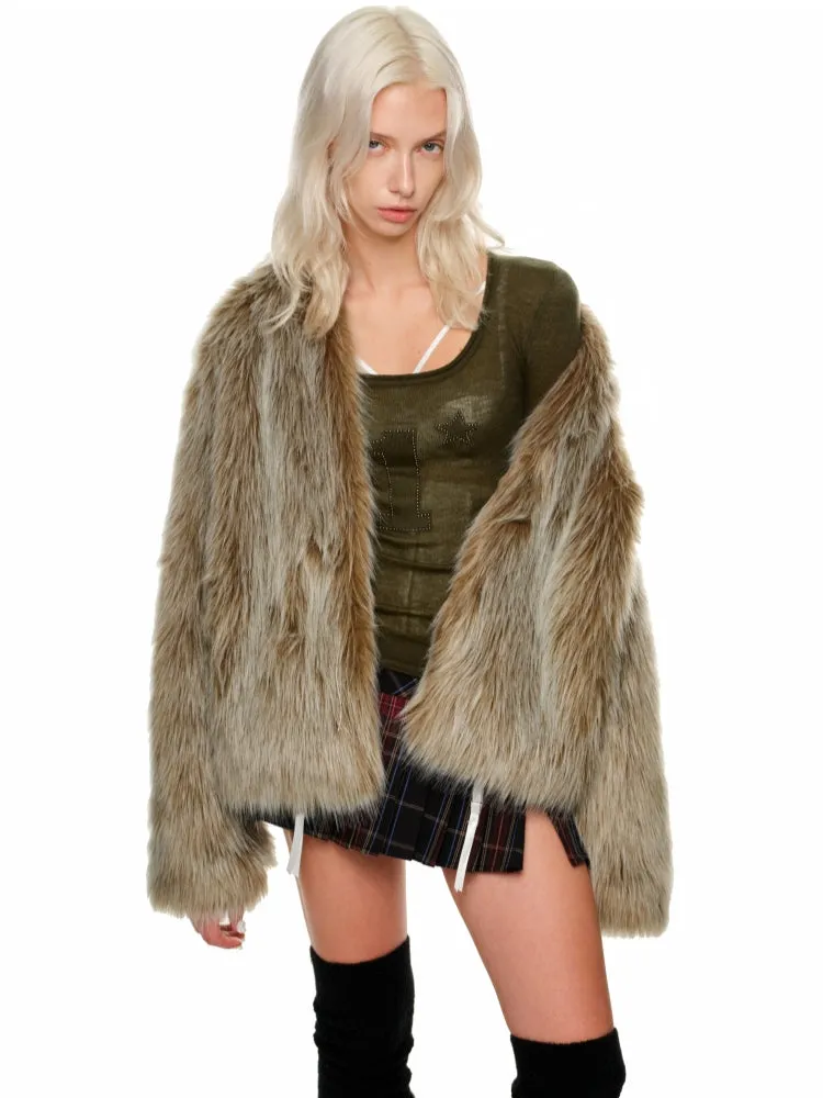 Faux Fox Fur Short Coat