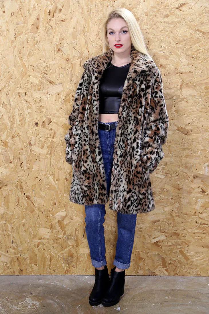 Faux Fur Leopard Print Coat