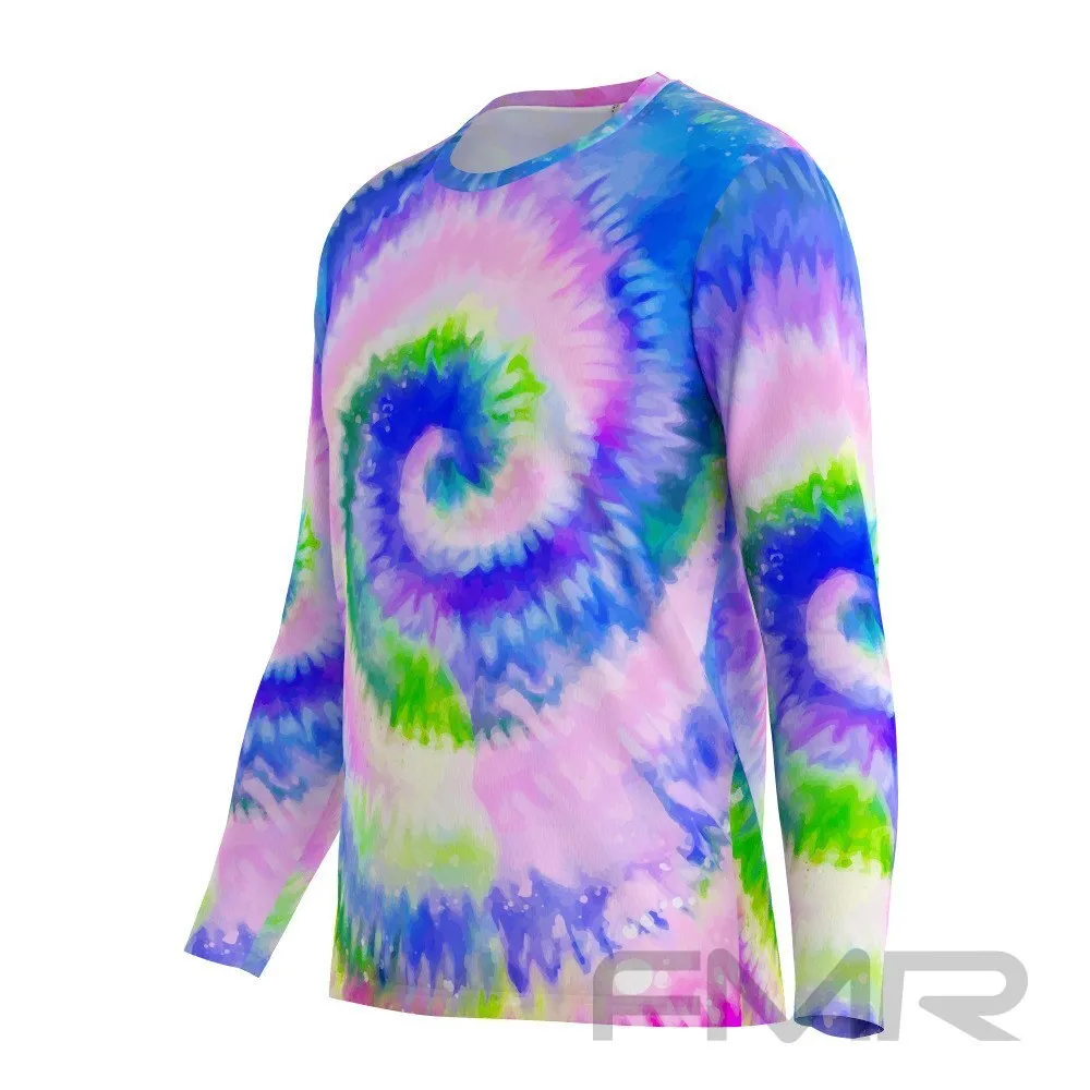 FMR Men's Blue Tie-Dye Long Sleeve Running Shirt