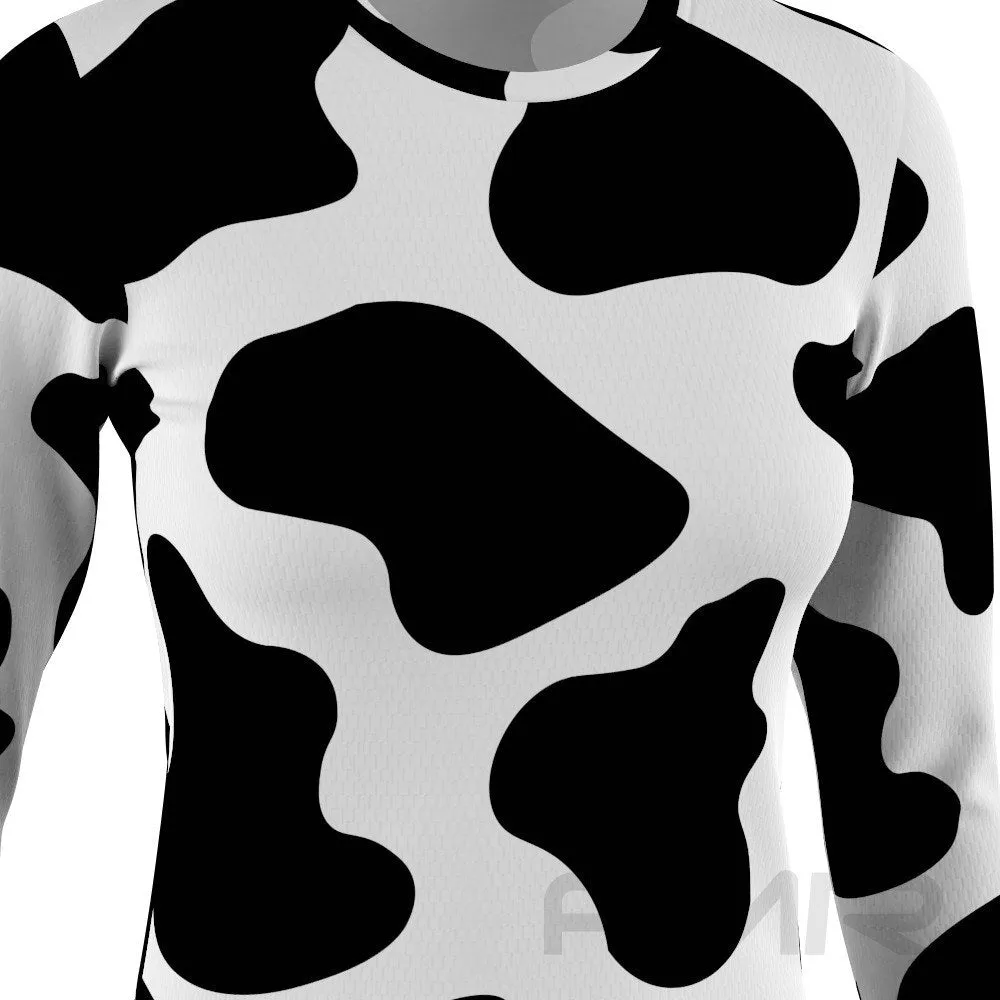 FMR Women's Cow Print Long Sleeve Running Shirt