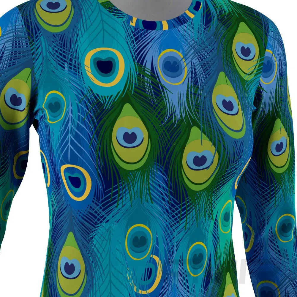 FMR Women's Peacock Print Long Sleeve Running Shirt