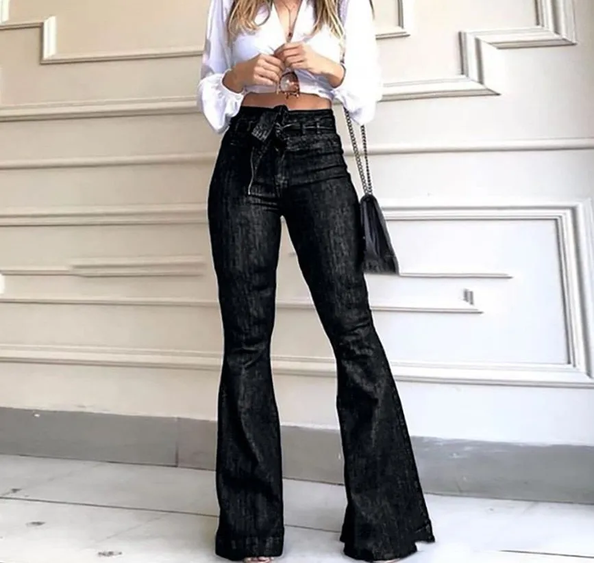 Funki Buys | Pants | Women's Flared Jeans | Thin Wide-Leg Flared Pants